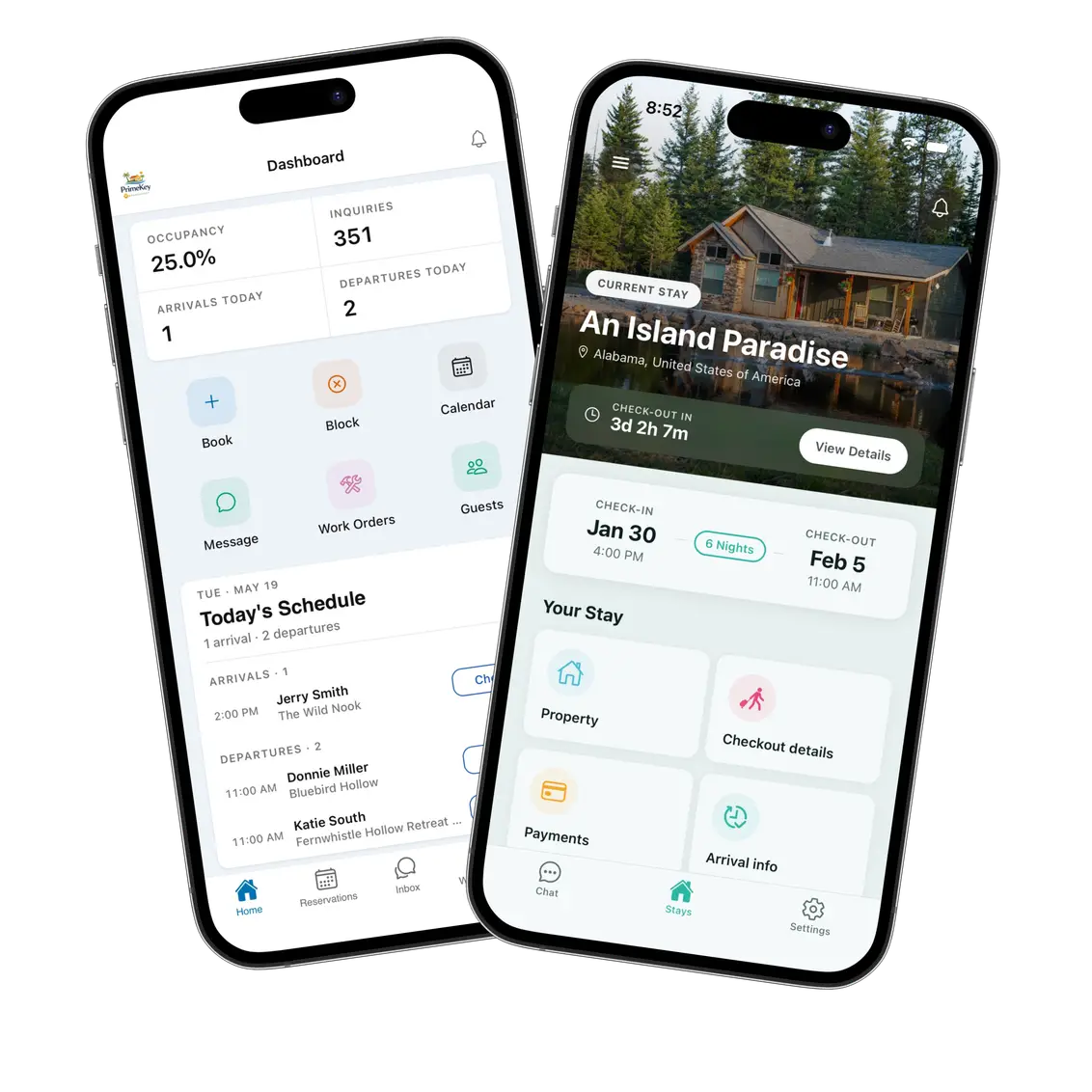 The Lodgix Admin app and the Staylio guest app on mobile