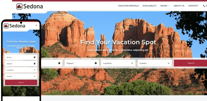 Sedona vacation rental website theme